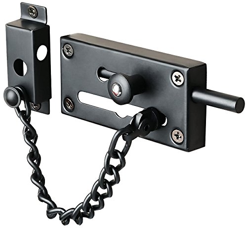 Alise Sus304 Stainless Steel Slide Bolt Latch Gate Latches Heavy Duty Safety Door Lock With Anti-Theft Chain And Spring Lock,Matte Black #TOP28