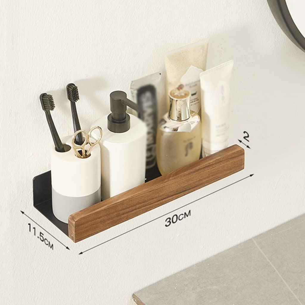 Scaffale da Bagno Squisito Scaffale da Bagno, Scaffale per Shampoo da Bagno con Doccia a Parete, Scaffale Multiuso per Cosmetici, Legno massello (Color : 30cm)