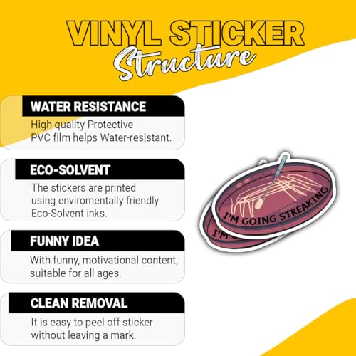 3 Pcs I'm Going Streaking Microbiology Sticker – Funny Science Quote Vinyl Decal for Laptop, Water Bottle, Tumbler – Gift for Microbiologists, Science Enthusiasts, and Humor Seekers – 3 Inch