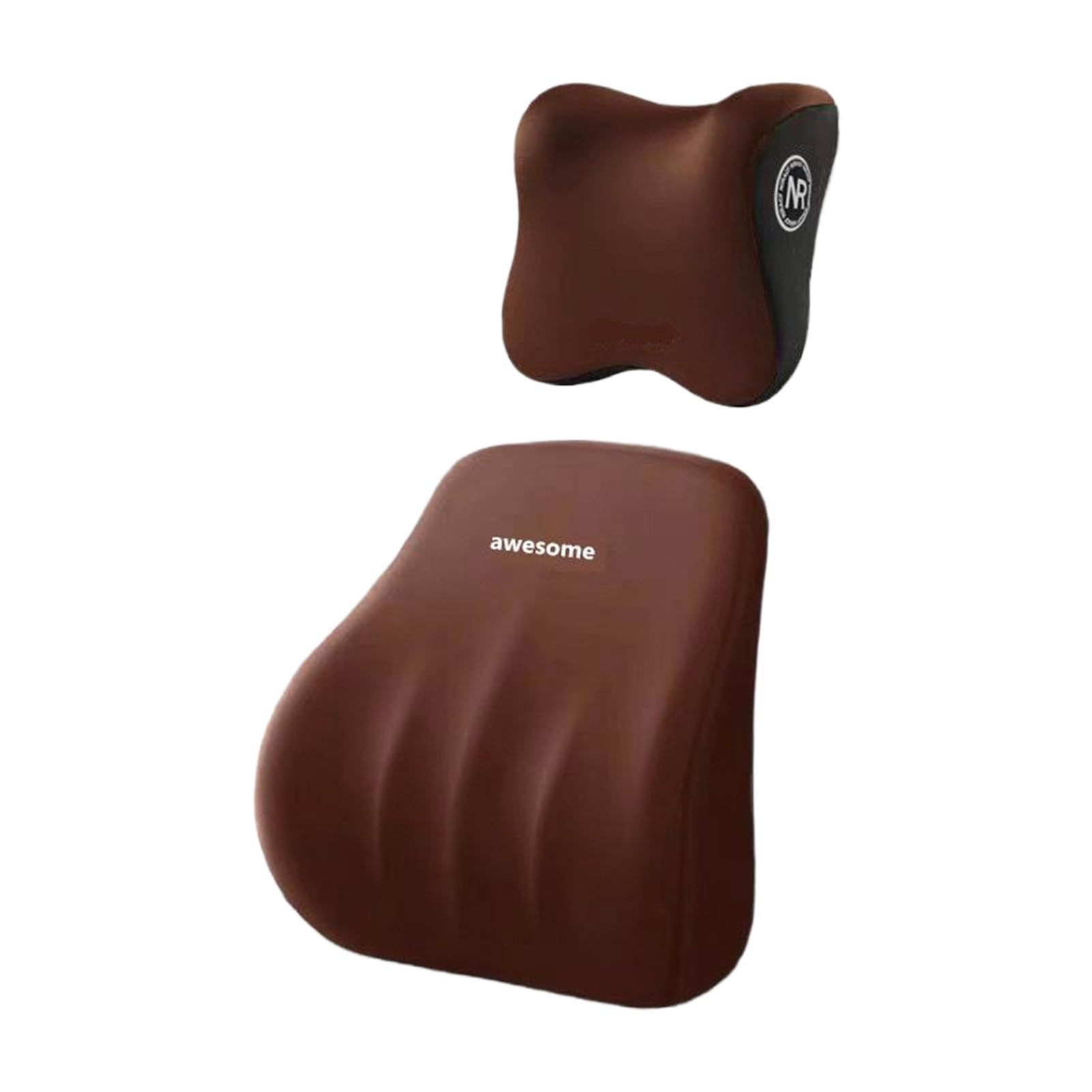 RCGOFOLLOW Car Headrest Lumbar Support Pillow Set With Adjustable Straps For Personalized Comfort Daily Commutes Neck Or Sedentary Office Work Providing Comfort, Coffee