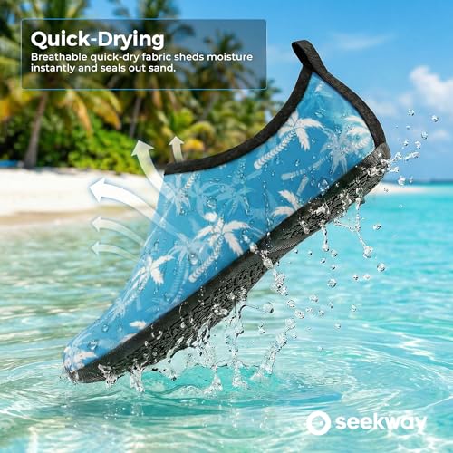 Image of SEEKWAY Water Shoes Women Men Adult Quick-Dry Aqua Socks Barefoot Non Slip for Beach Swim River Pool Lake surf Black SK002(U)