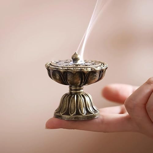 Miniatura 3 de Quemador de incienso con lámpara de loto, soporte para quemador de incienso para sala de estar, decoración retro, centro de mesa, comedor,