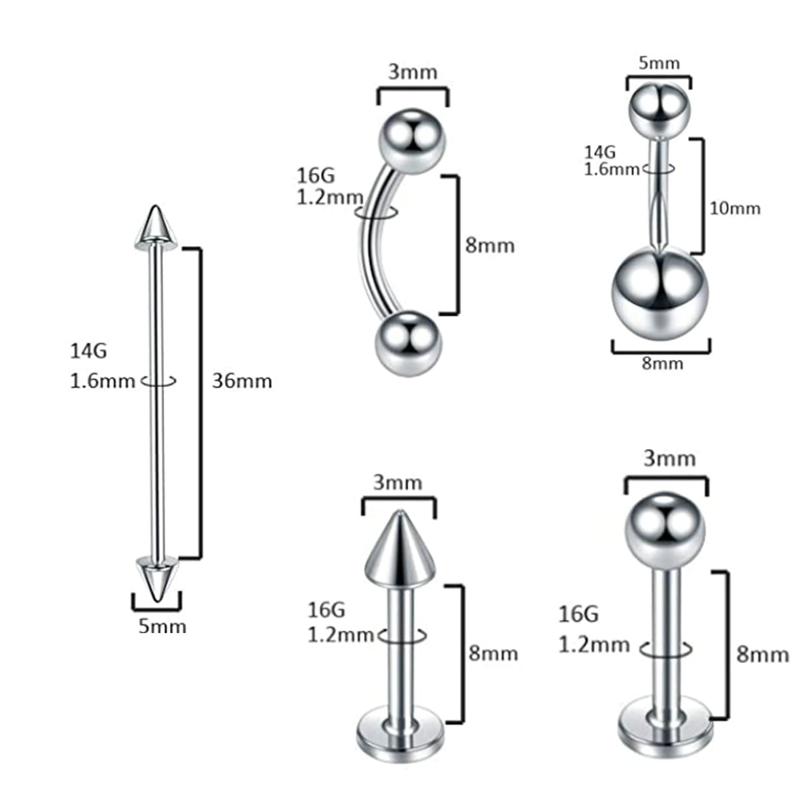 Gualiy 150 Stck Nasenring Edelstahl, Nasenring Piercing 16G C Form S Form Hantel Nasenring Piercing