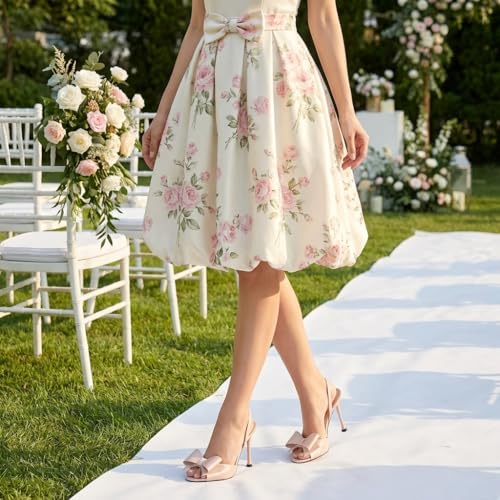 Image of Satin High Heels Slingback Open Toe Mules Sandals Bow Stiletto Sexy Heels Comfortable Wedding Party Shoes