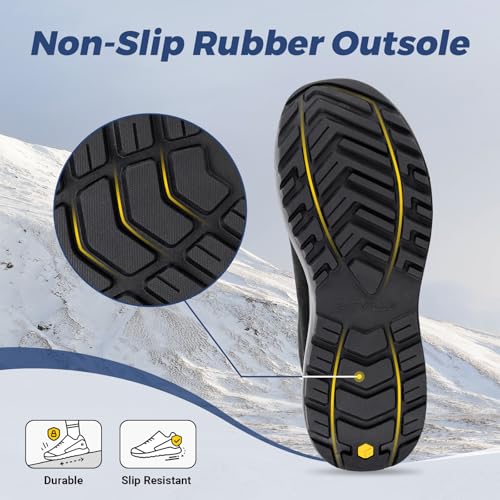 Image of FitVille Wide Width Mens Winter Boots Fur Lined Extra Wide Snow Boot Lightweight Non Slip Outdoor Mens Diabetic Shoes for Flat Feet