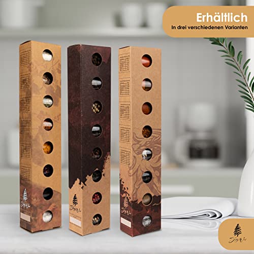 SIMPLY WOOD Gourmet Salze, Salzsorten aus aller Welt als ideales Gewürze Geschenkset/Salzset Geschenke aus Meersalz 8 x 25g, 200g, Edition lila