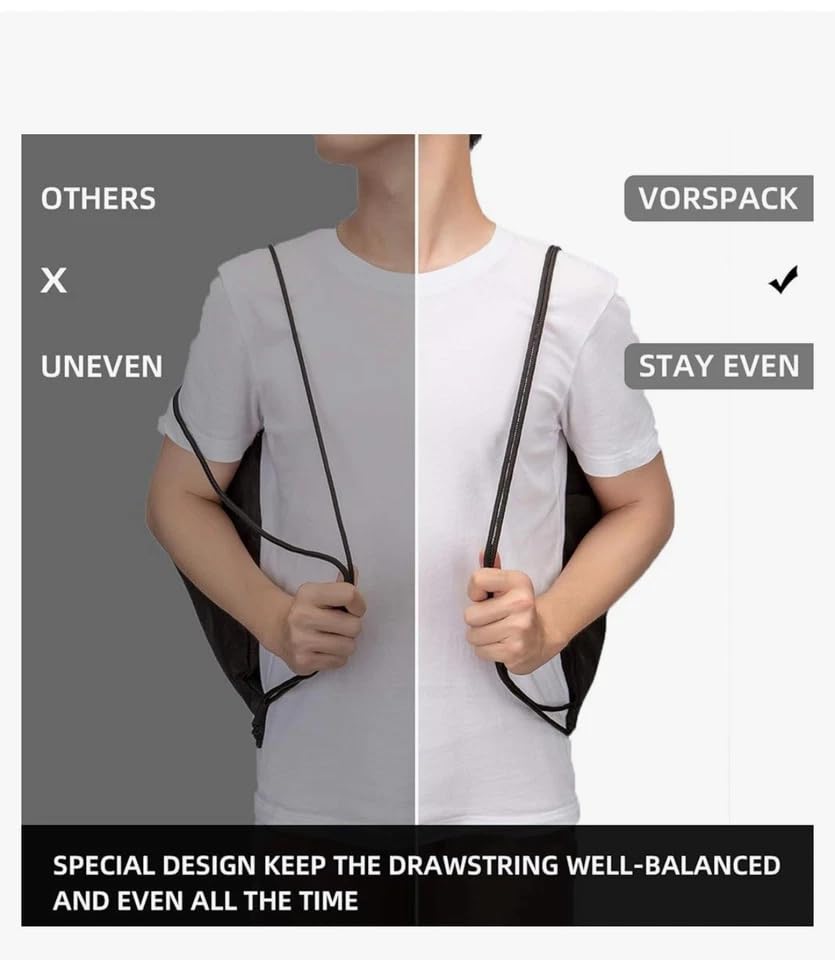 1Pc Black Drawstring Bag Waterproof Oxford String Backpack Foldable Cinch Bag for Travel, Swimming, Fitness, Cycling3