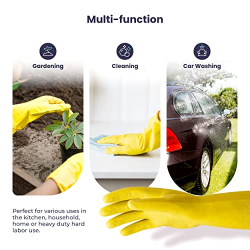 Fmp Brands 12 Pairs Dishwashing Gloves - 12 Inches Medium Rubber Gloves, Yellow Kitchen Gloves, Long Dish Gloves For Household Cleaning, Gardening, Utility Work Hand Protection #TOP5