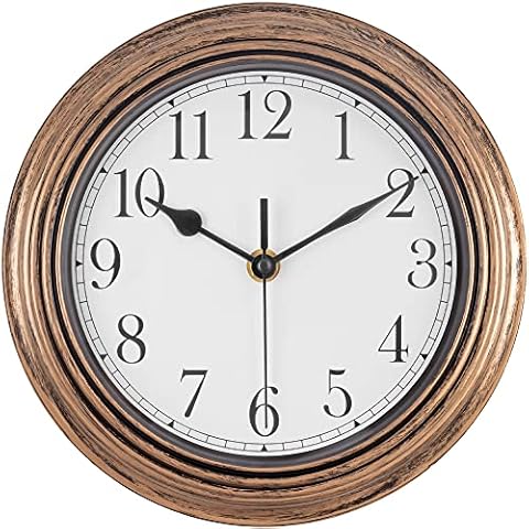 Small Wall Clock, Silent Wall Clocks Battery Operated Non Ticking, 9 Inch Decorative Vintage Wall Clock for Living Room, Kitchen, Bathroom, Office, Home Decor (Bronze) Cover