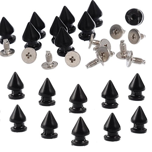 RUBYCA 12MM 20 Sets Metal Tree Spikes and Studs Metallic Screw-Back for DIY Punk Leather-Craft Black