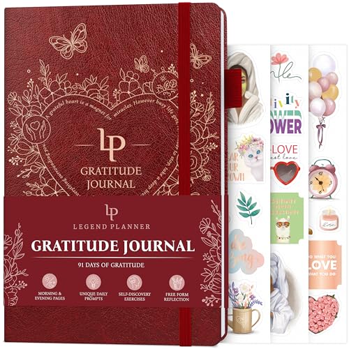 Legend Daily Gratitude Journal for Women & Teen Girls, Wine Red