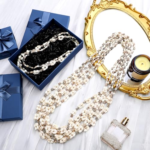 Misdary 30 Pcs Hawaiian Shell Leis Bulk Sea Shell Leis Luau Tahitian Dove Nassa Shell Necklace Natural Long Cowrie Shell Necklace Summer Beach Party Apparel Jewelry Accessories for Women Men3
