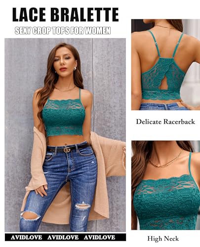 Image of Avidlove Lace Bralette for Women High Neck Camisoles Racerback Double-Layered Crop Top
