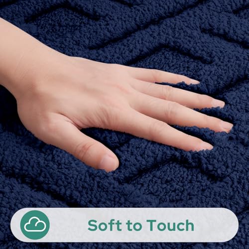 HOMEIDEAS Navy Blue Bathroom Rug Set 2 Piece, 20"x32"+16"x24" by HOMEIDEAS - Used condition - Image 4