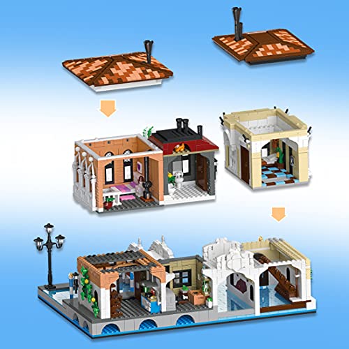 YaYashow Straßenansicht von Venedig Haus Bausteine Bausatz, Modular Buildings, Konstruktionsspielzeug Kompatibel mit… – Bild 4