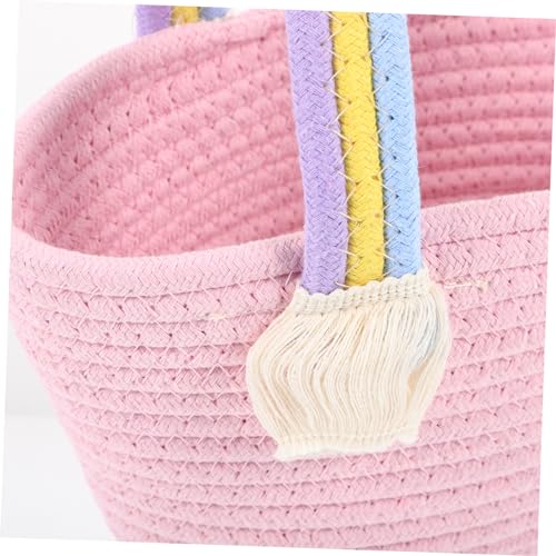 Handmade Woven Handbag Capacity Beach Tote for Outings for Daily Use Shopping and Parties Rainbow Design for Women4