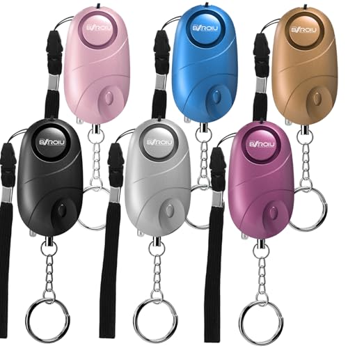 Lot de 6 alarmes personnelles de sécurité avec lumière LED(Multicolore)