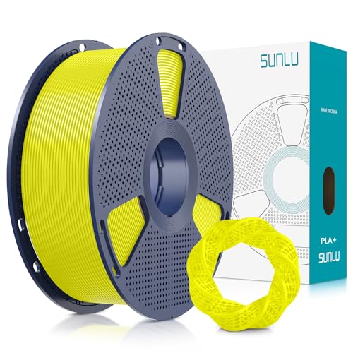 Image of SUNLU PLA Plus Filament 1.75mm Yellow 1KG, Neatly Wound 3D Printer Filament 1.75mm, PLA+ 1000g, Dimensional Accuracy + /- 0.02 mm, Fit Most FDM 3D Printers, 1kg Spool (2.2lbs), Yellow