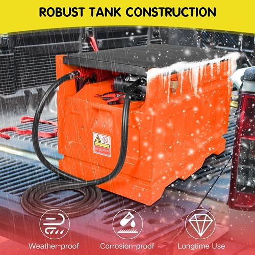 Portable Diesel Tank, 48 Gallon 180L Capacity 10GPM High Flow Rate Motor, Diesel Fuel Tank with 12V Electric Transfer Pump and Rubber Hose Diesel Transfer Tank for Easy Fuel Transportation, Orange