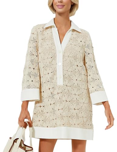 Womens Swimsuit Crochet Swim Cover Up Summer Color Block Bathing Suit Swimwear Mesh Knit Beach Dress 2025