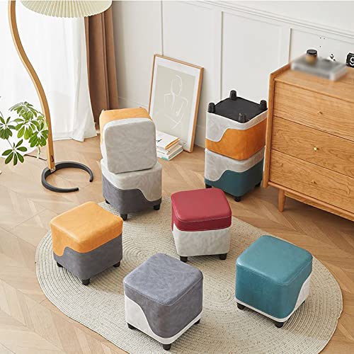 Reposapiés de piel sintética con patas de madera para salón y dormitorio 6