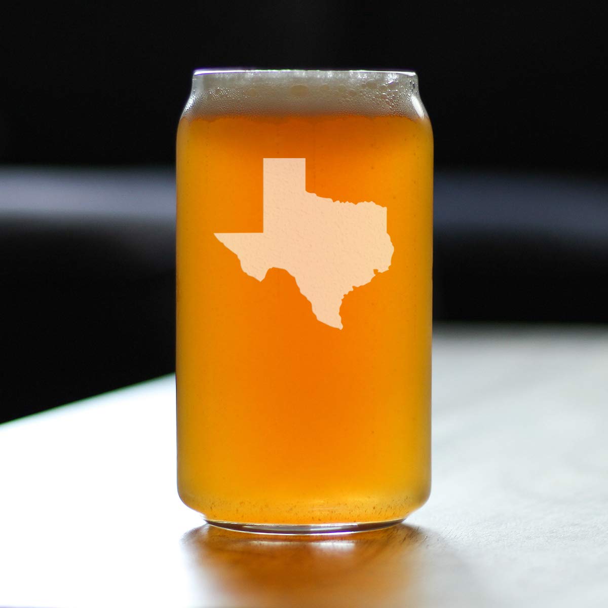 Texas State Outline Beer Can Pint Glass - State Themed Drinking Decor and Gifts for Texan Women & Men - 16 Oz Glasses