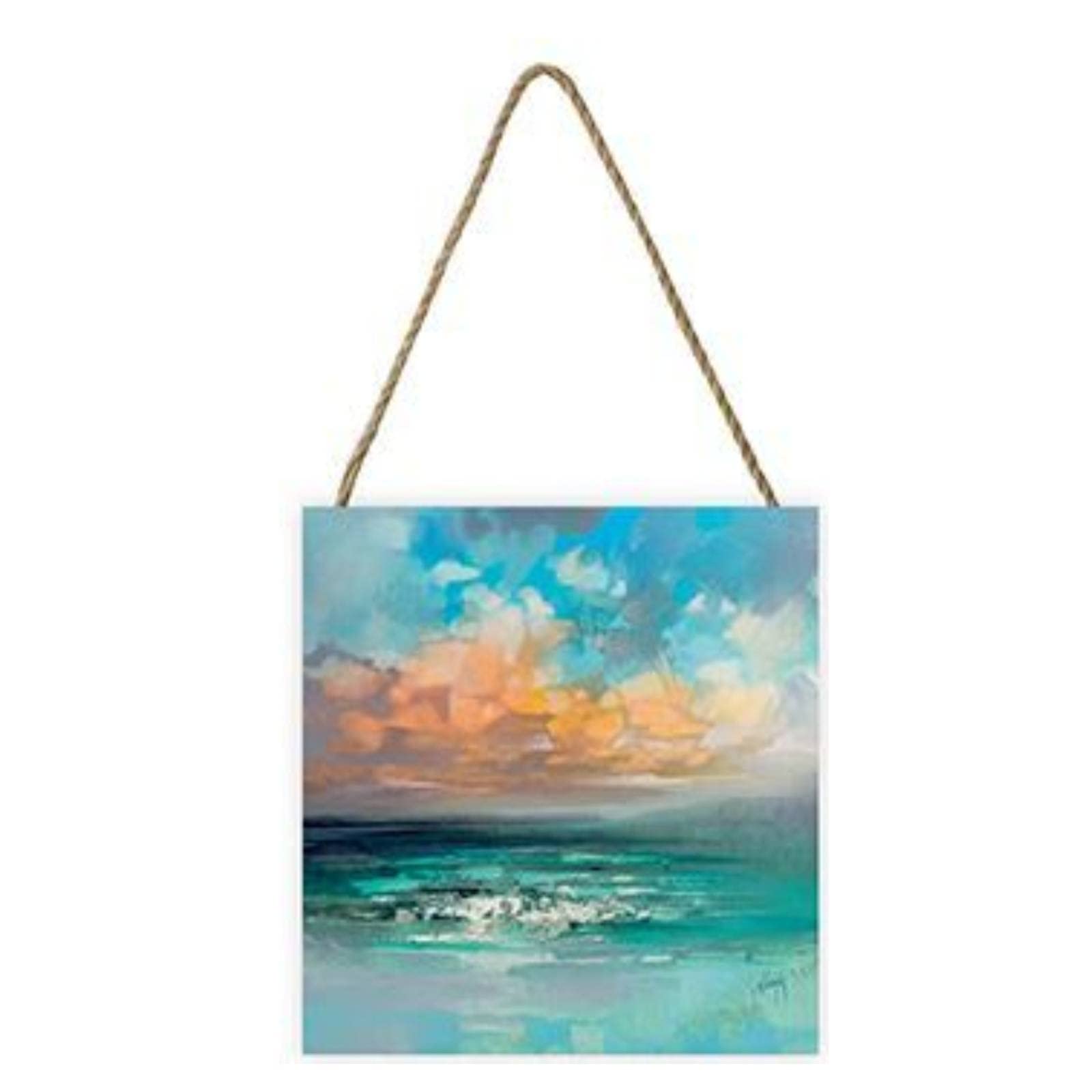 Pyramid International Multi-Colour Scott Naismith Artwork (Hebridean Waters Design) 20Cm X 20Cm X 3Cm Woodblock With Hanging Cord - Official Merchandise