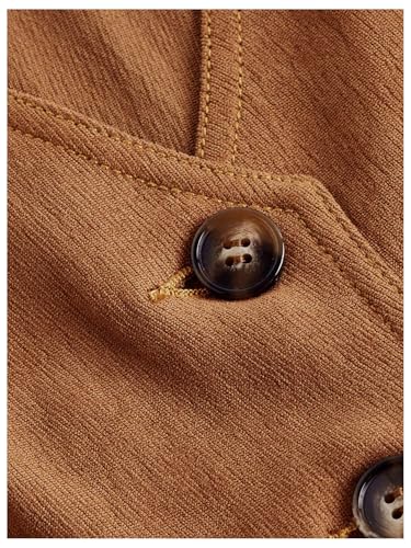 GORGLITTER Women's Vintage Embroidered Vest Button Down Sleeveless V Neck Crop Jacket Khaki Small3