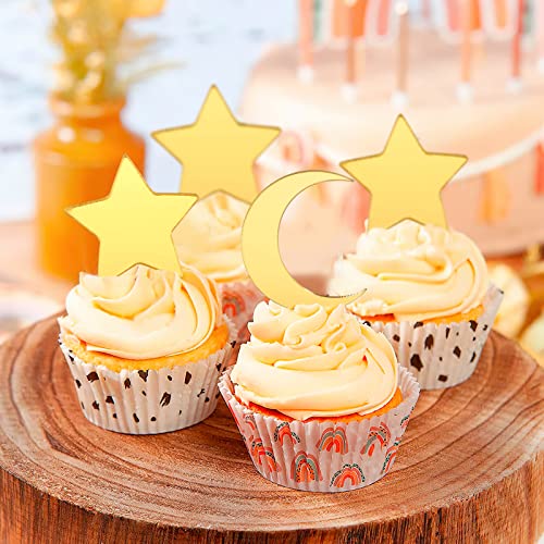 Huray Rayho 27 Pcs Stay Wild Moon Child Acrylic Cake Topper Celestial Cake Decorations Moon And Star Cake Charms For Twinkle Twinkle Little Star Theme Birthday Party Over The Moon Baby Shower Supplies #TOP6
