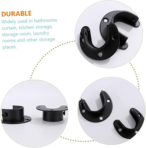 Miniatura 2 de BESTOYARD 4 piezas de soporte de barra de armario, cortinas de barra de cortina, soportes de estantería, estantes de barra de armario, soportes de