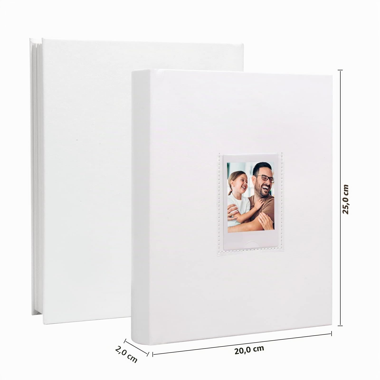 Ruibytree Álbum de Fotos 128 Bolsillos para Instax Mini y Polaroid, Blanco | Espacio para Escribir, Cubierta Rígida de PU, Páginas de Alto Gramaje, Ventana Frontal, Carga Superior, Libro de Recuerdos