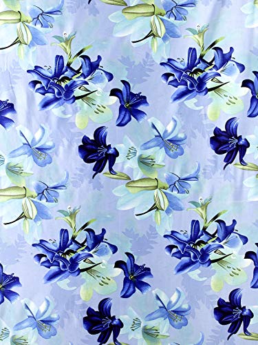 Image of Home Sizzler 2 Pieces 3D Floral Eyelet Polyester Semi- Transparent Door Curtains - 6 Feet, Blue