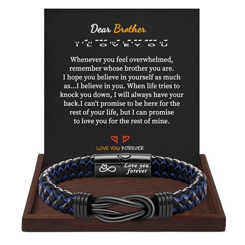 I Love You Gifts for Him Leather Bracelet for Men Knot Infinity Bracelets Valentines Day Gift for Husband Boyfriend Dad Son Grandson Anniversary Birthday Jewelry Graduation Gifts for Him 2024
