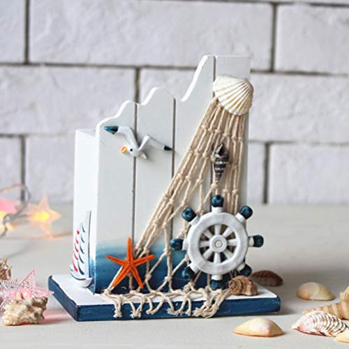 SUPVOX Pen Holder Wooden Nautical Decoration Helmsman Decor Pencil Holder Organizer for Home Office Desktop Nautical Favors - Image 3