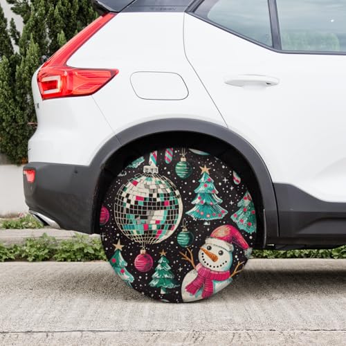 Image of Spare Tire Covers for Trailers, RV Spare Tire Cover, 17in Weatherproof Campers Tire Covers Protectors, Camping Trailer Accessories Universal Fit for Trucks Vehicle, Christmas Snowman