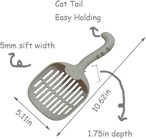 Miniatura 2 de Nopikku Pala de arena para gatos con diseño único en forma de cola de gato, herramienta eficiente de limpieza de residuos de mascotas para una fácil