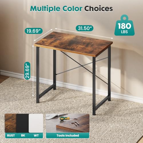 Image of OLIXIS 32-Inch Small Computer Desk for Home Office, Brown