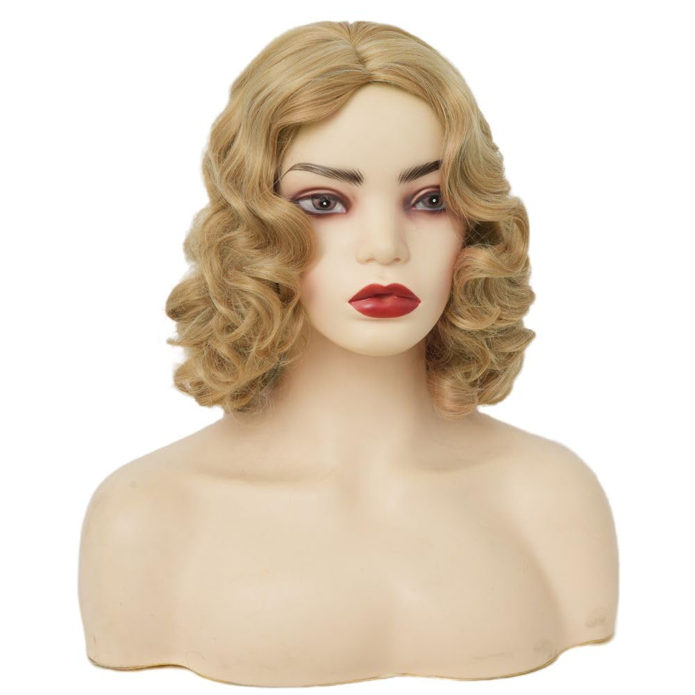 Siudus 1920s Wigs for Women Blonde Long Finger Wave Wig Vintage Curly Lady Hair Wig for Cosplay Costume Halloween Party Use - Image 2