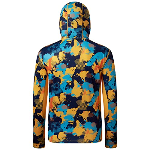 Image of BASSDASH Men's UPF 50+ Fishing Hiking Camo Hoodie Shirt with Face Mask Lightweight Neck Gaiter Long Sleeve