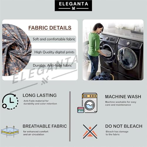 Image of Eleganta Stretchable Elastic Boss Office Chair Cover with Handle Covers, Polyester Spandex, Grey Flower (Pack of 1)