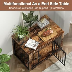   Dog-Kennel-Furniture-Indoor-Dog-Crate-Furniture-for-Medium-Dogs-Heavy-Duty-Dog-House-Up-to-132-lbs-354-Side-End-Table-2-Adjustable-Doors-Dog-Cage-with-Fully-Wooden-Base-for-Anti-Chewing