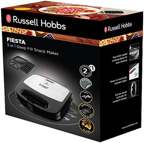 Russell Hobbs opiekacz do kanapek 3w1 (opiekacz, gofrownica, grill), moc 760W, możliwość mycia płyt w zmywarce (możliwość rozbudowy: Cake Pop, Mini Donut, Churros) Fiesta 24540-56