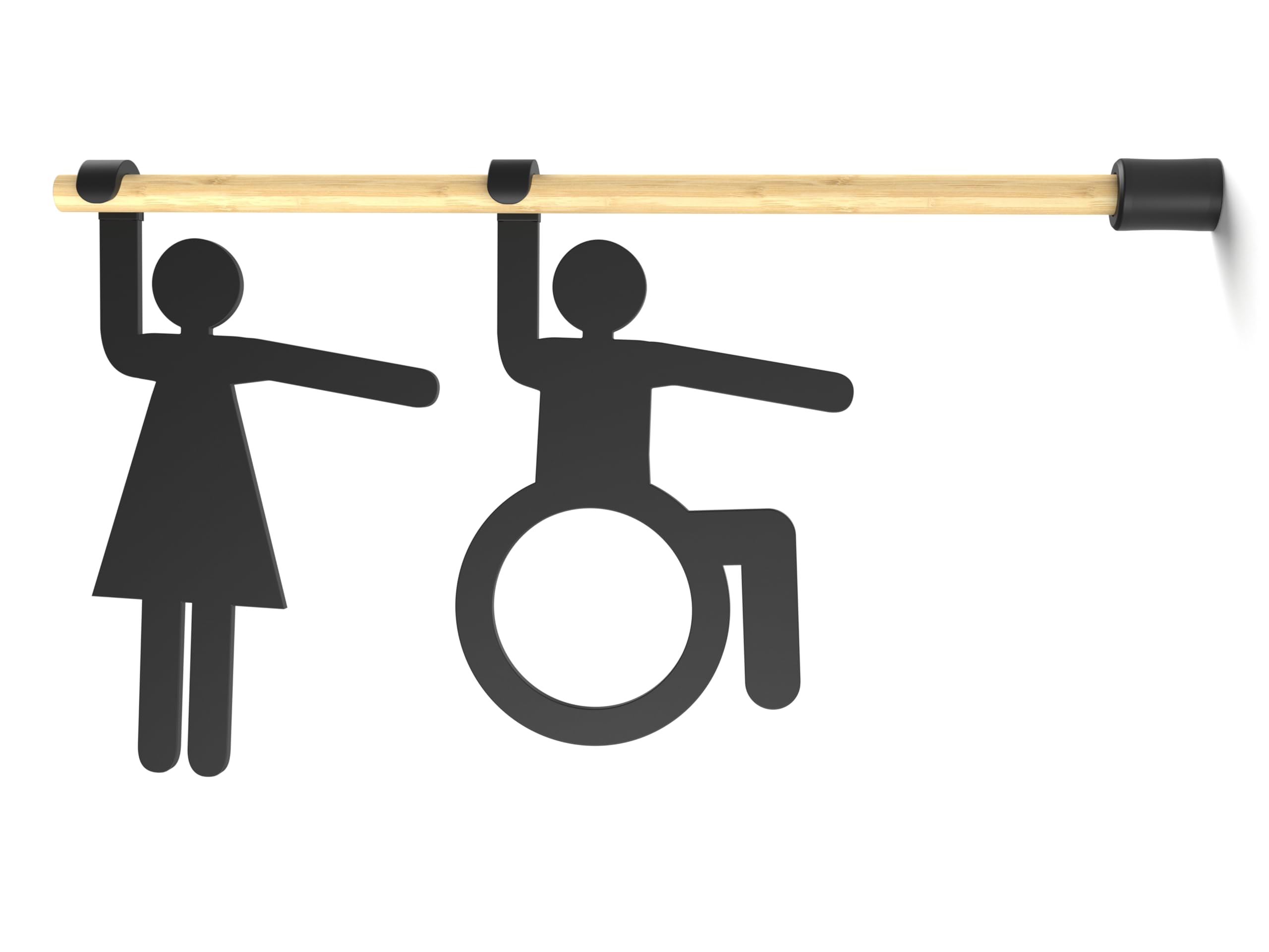 Simboli Toilette Appesi - Set 3 Cartelli Sporgenti con Freccia – Insegne a Bandiera Indicatori per Servizi Igienici WC - Bagno Uomini, Donne e Disabili