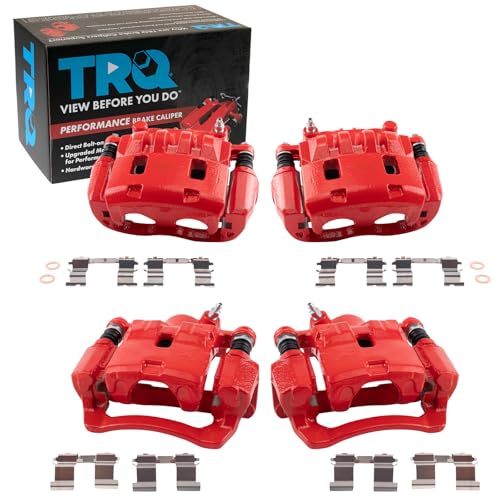 Image of TRQ Front and Rear Brake Caliper Set Performance Brackets Compatible with 2008-2011 Subaru Impreza