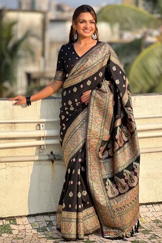 Image of SGF11 Women's Kanjivaram Pure Soft Silk Saree With Unstitched Blouse Piece