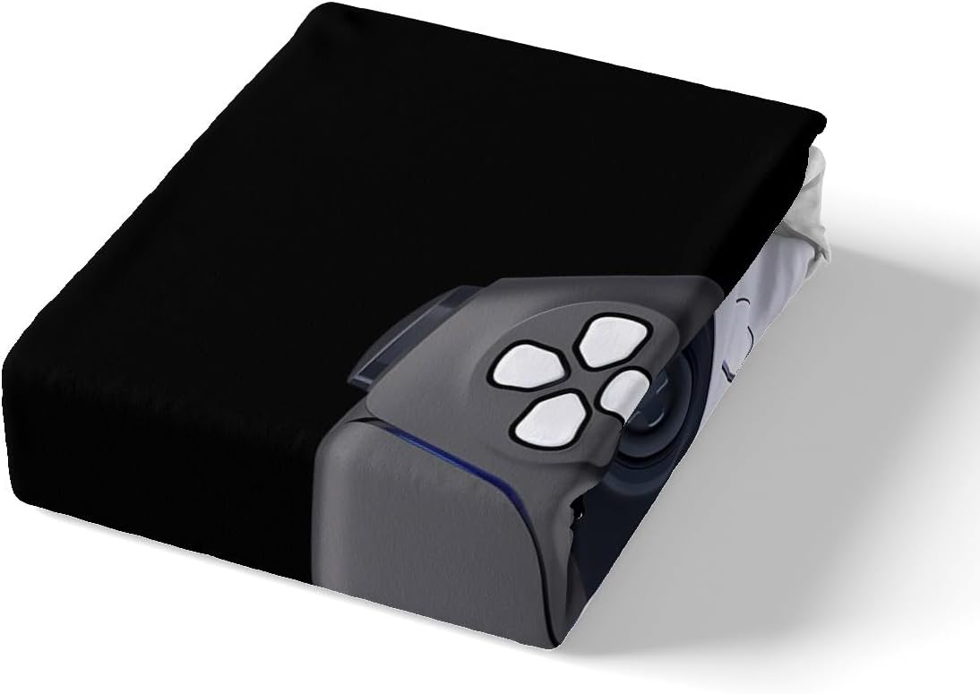 White Black Fashion Modern Style Fitted Sheet Queen Size Kids Gaming Bedding Sheet Set No Top Sheet,Gamepad Gamer Bed Cover Ultra Soft Breathable Bedding 3 Pcs