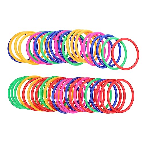 Sosoport 48Pcs Durable Plastic Tossing Rings Thicken Carnival for Outdoor Fun Bright Colors for Parties and Family Activities for Skill Development Random Color