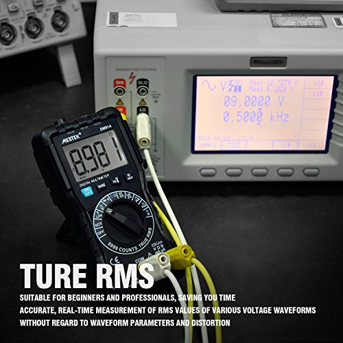 Digital Multimeter AC DC Current Voltage Tester MESTEK TRMS Autoranging NCV VFC Battery Amp Volt Ohm Hz Diode Resistance Frequency Capacitance Continuity Electrical Meter with Probe Clips 9999 Counts