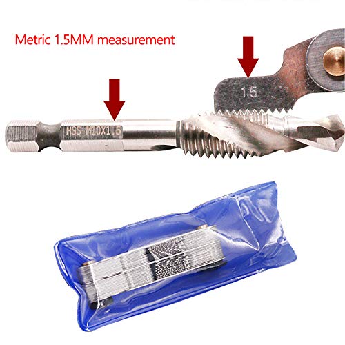 52 Pezzi Contafiletti Precise di 60 Gradi e 55 Gradi in Acciaio Inox per Viti, Calibro Filettatura Combinato 0,25 –6 mm / 4–62g in Misurazione Metrica e Whitworth