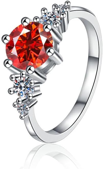 1.0ct Yellow Pink Moissanite Ring for Women 6.5MM Laboratory Diamonds S925 Silver Eternity Rings Gift Wedding Jewelry